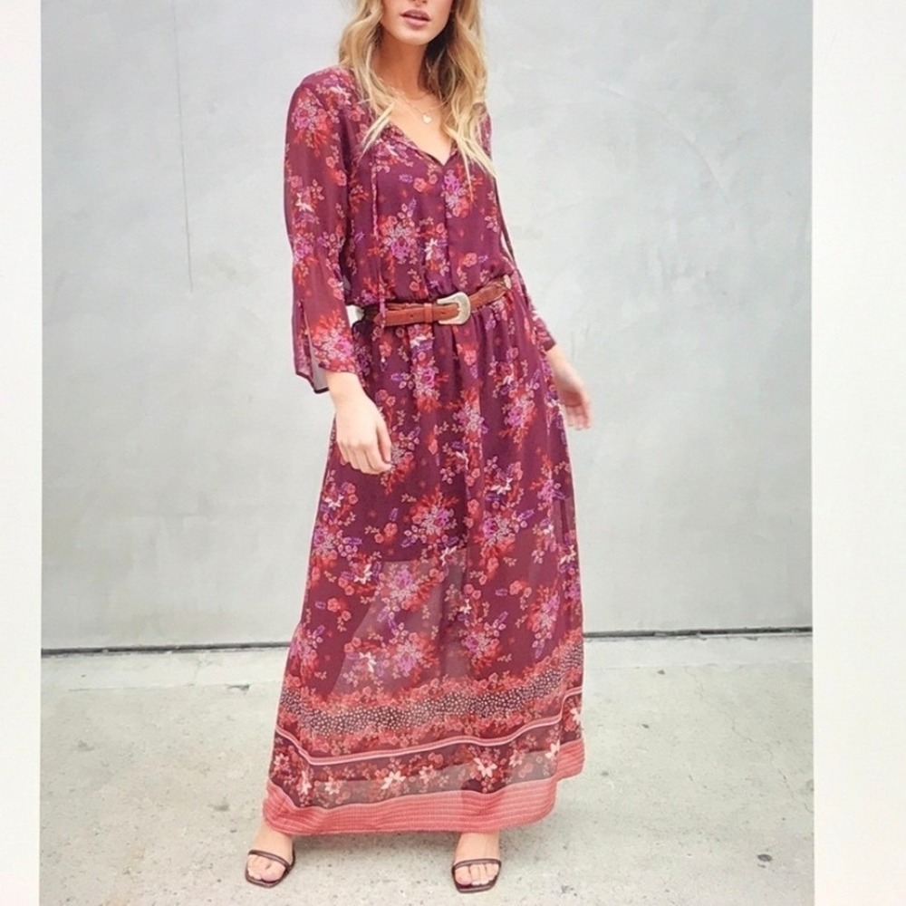 Lovestitch Floral Maxi Dress Womens Bohemian Purple Festival Flowy